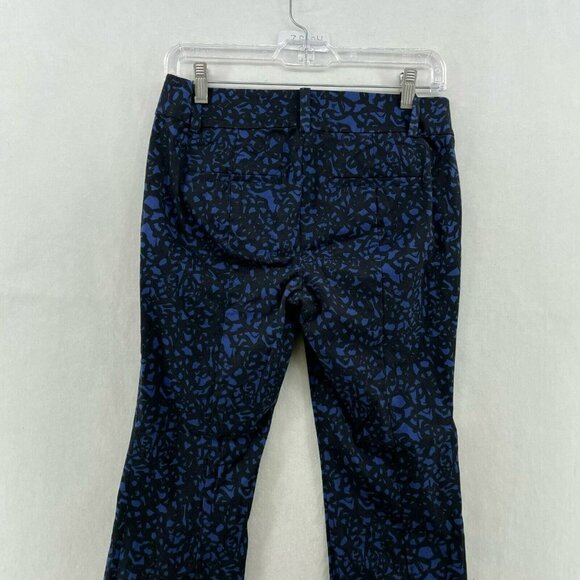 Ann Taylor Chelsea Crop Pants Women's 27 Blue Black Printed Stretch Side Zip - Picture 10 of 12